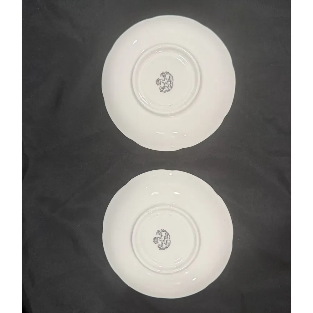 Royal Grafton Fine Bone China Beautiful Set Of Saucers Blue Flowers England